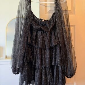 Sparkling Black Layered Party Dress